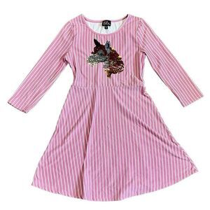 Lilt Girl’s Pink Striped Sequined Unicorn Dress Size 8